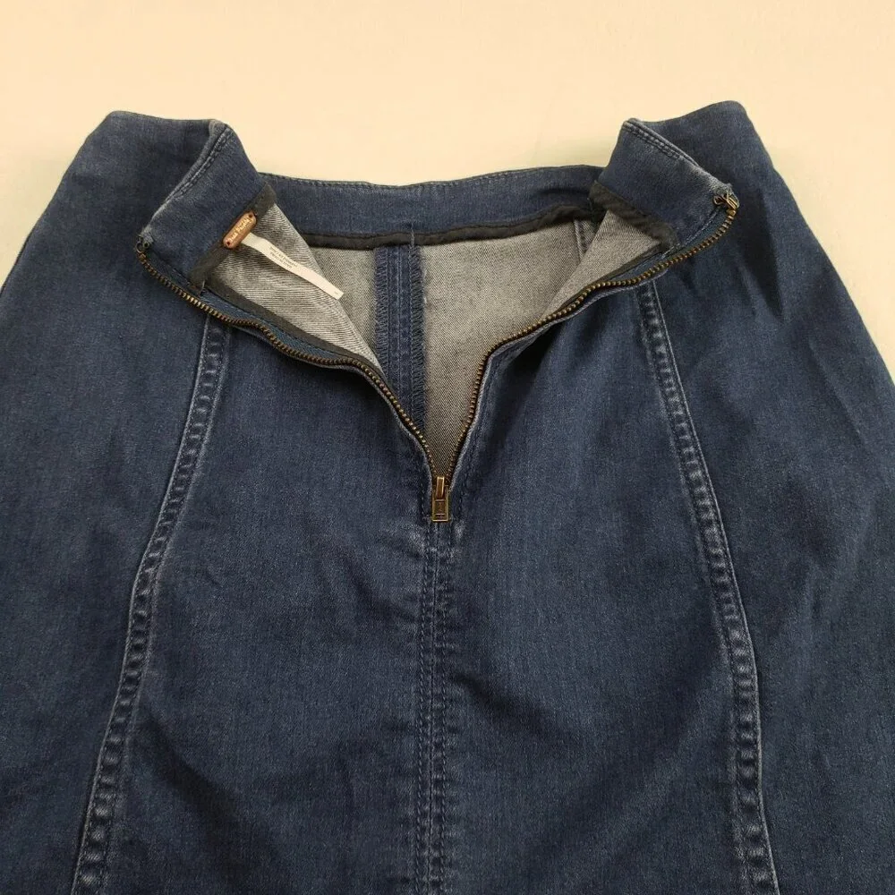 Free People Modern Femme Denim Mini Skirt Womens 6 Blue Back Zip Stretch Short